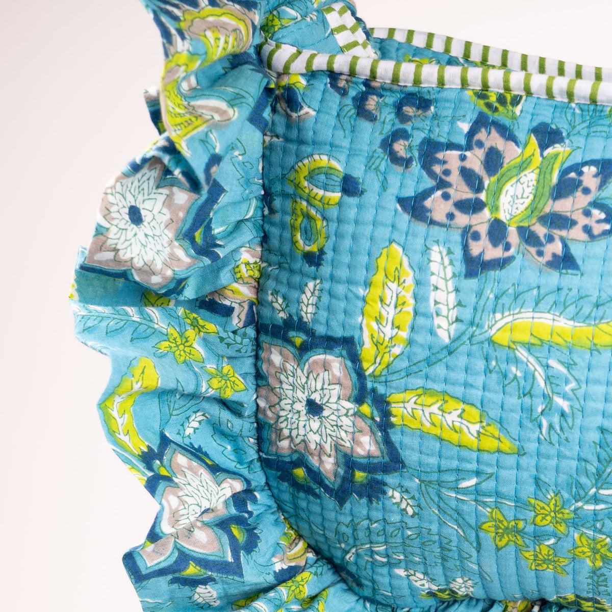 Blue Floral Ruffle Shoulder Bag