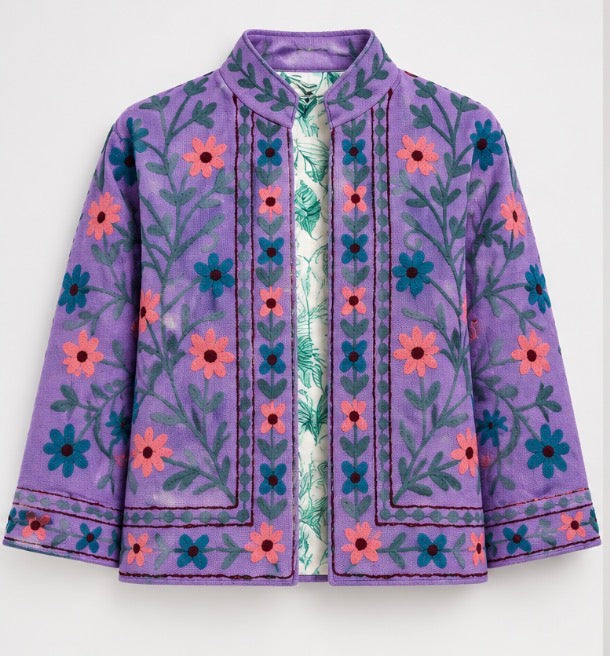 Lavender Purple Floral Embroidered Jacket