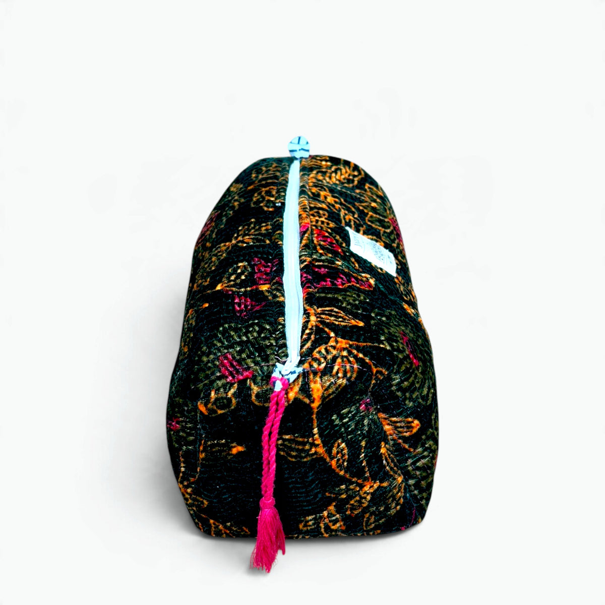 Velvet Wash Bags (Set of 3) | Quilted Floral Toiletry & Makeup Bags with Tassels