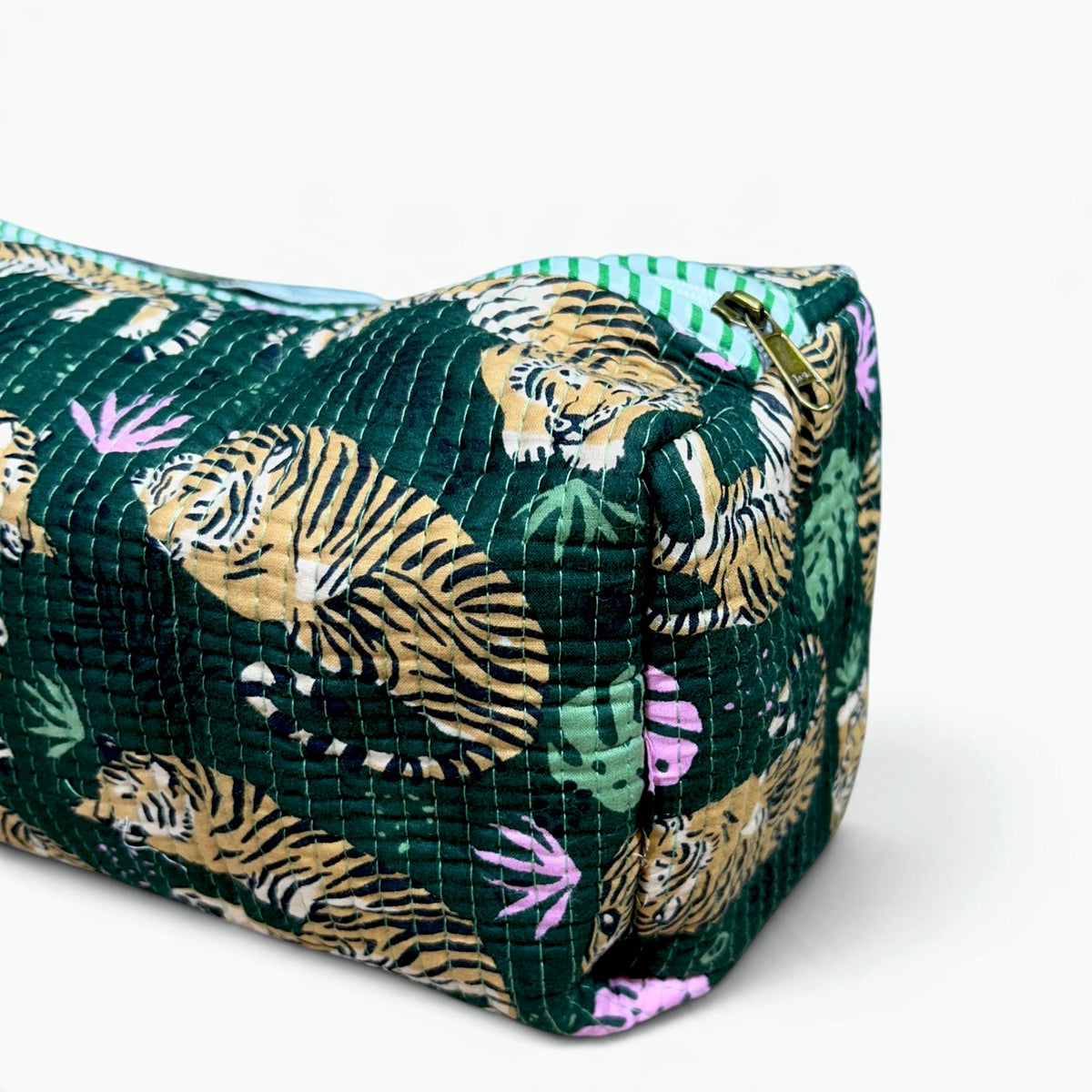 Tiger Jungle Quilted Travel Storage Bag for Dyson Airwrap & Hair Styler Attachments | 6 Compartments, 100% Cotton