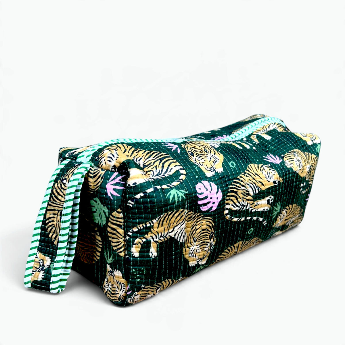 Tiger Jungle Quilted Travel Storage Bag for Dyson Airwrap & Hair Styler Attachments | 6 Compartments, 100% Cotton