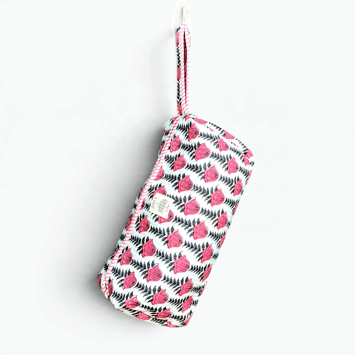 Pink Tulip Quilted Travel Storage Bag for Dyson Airwrap & Hair Styler Attachments | 6 Compartments, 100% Cotton