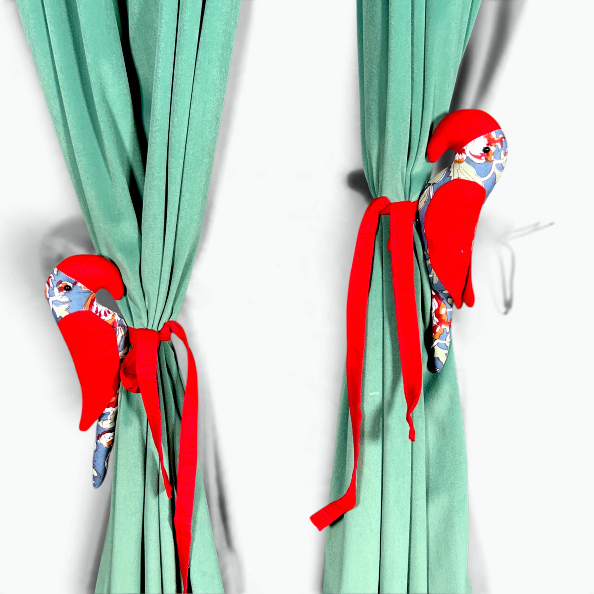 Parrot Curtain Tiebacks (Set of 2) | Handmade Fabric Curtain Holders