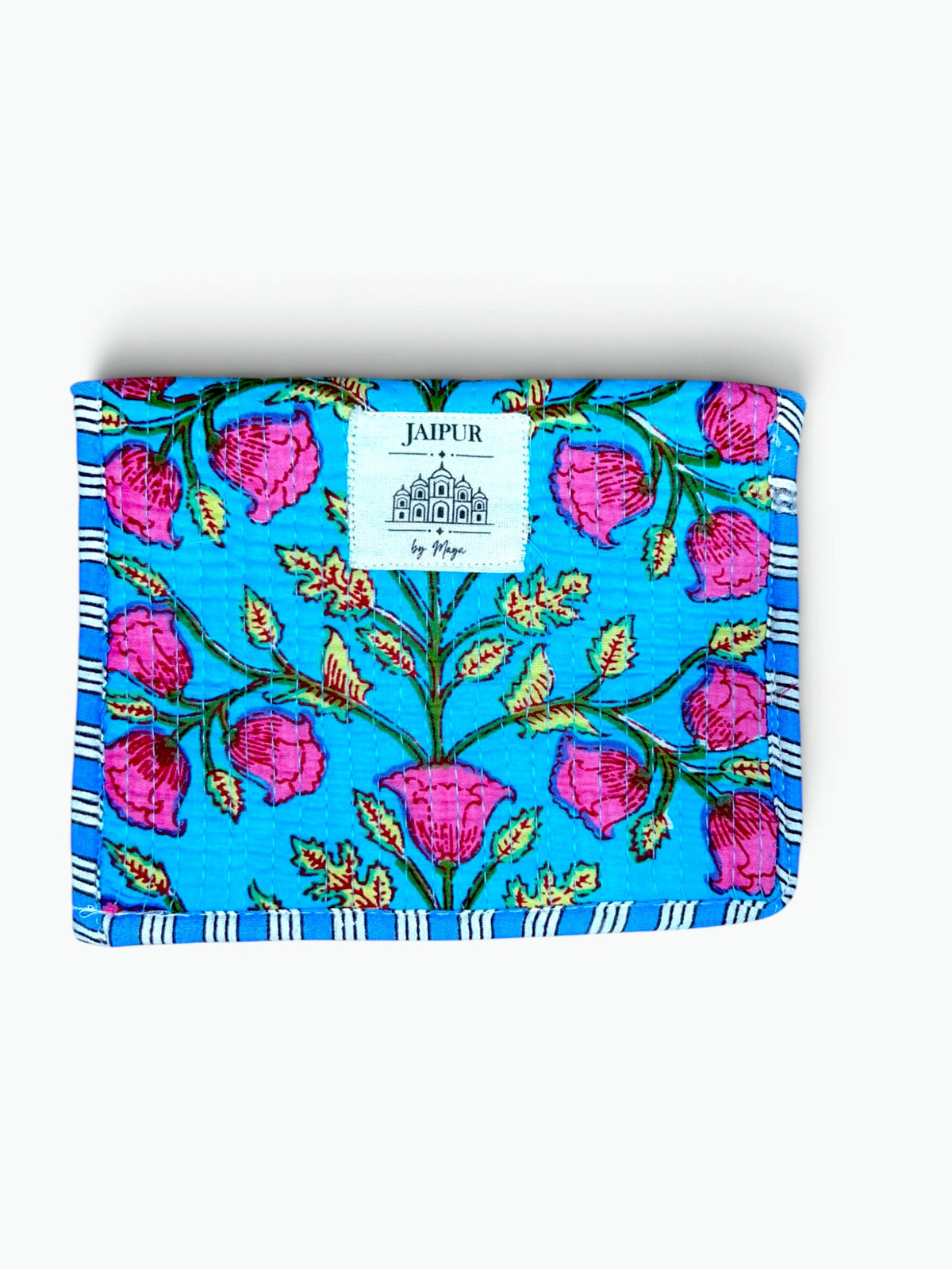 Tulip Garden Envelope Pouch | Quilted Cotton Clutch with Magnetic Snap