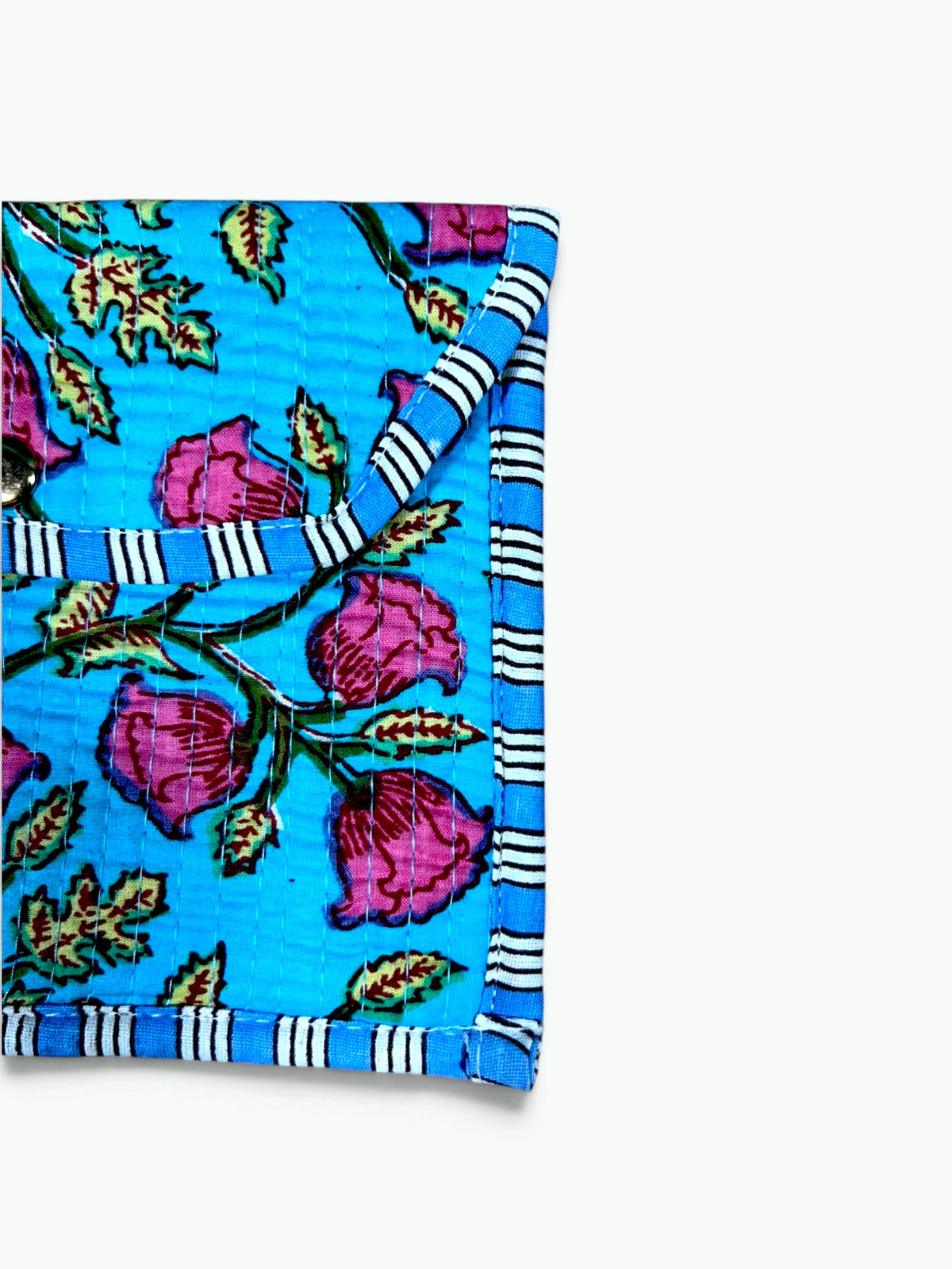 Tulip Garden Envelope Pouch | Quilted Cotton Clutch with Magnetic Snap