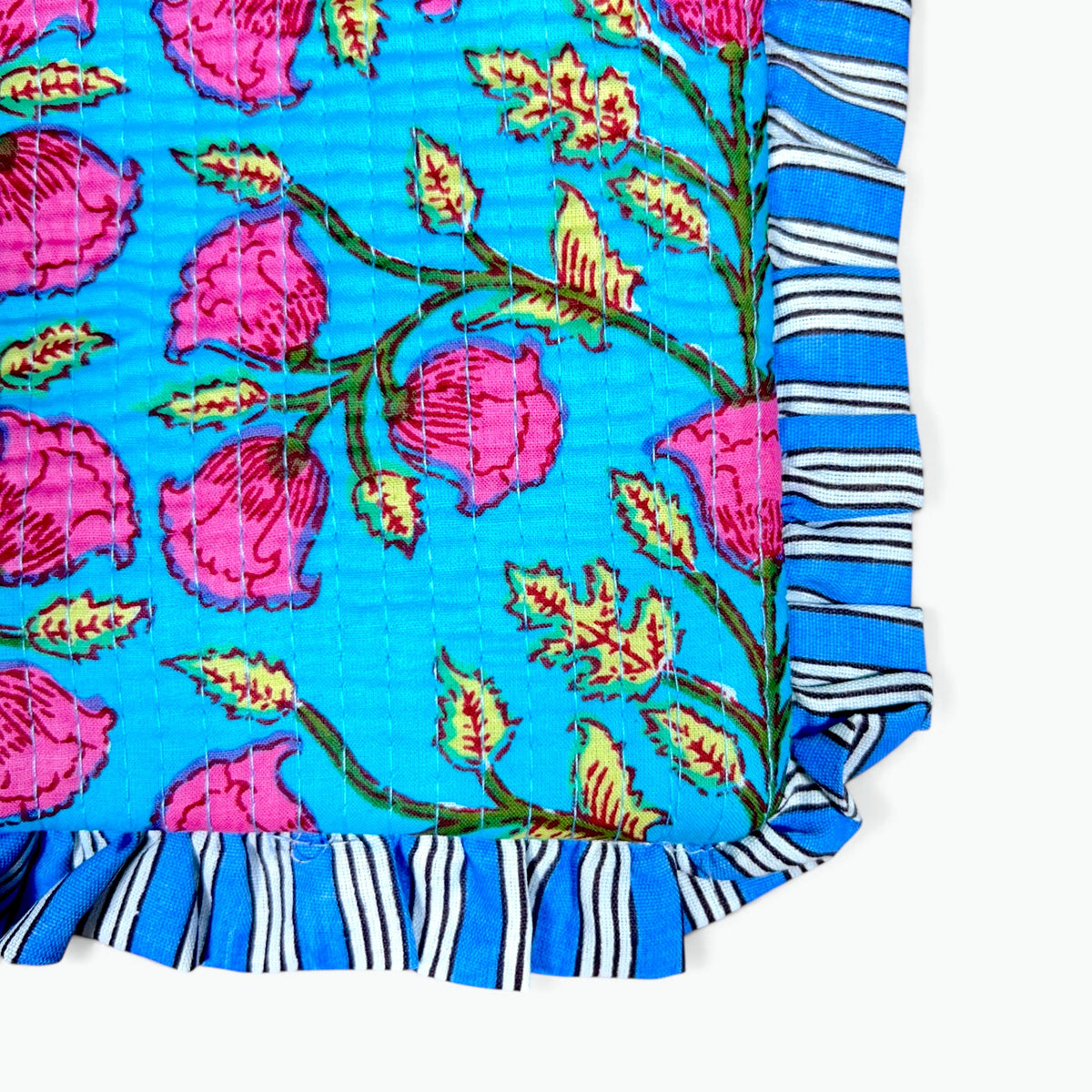 Tulip Garden Print Quilted Frill Pouch | 100% Cotton