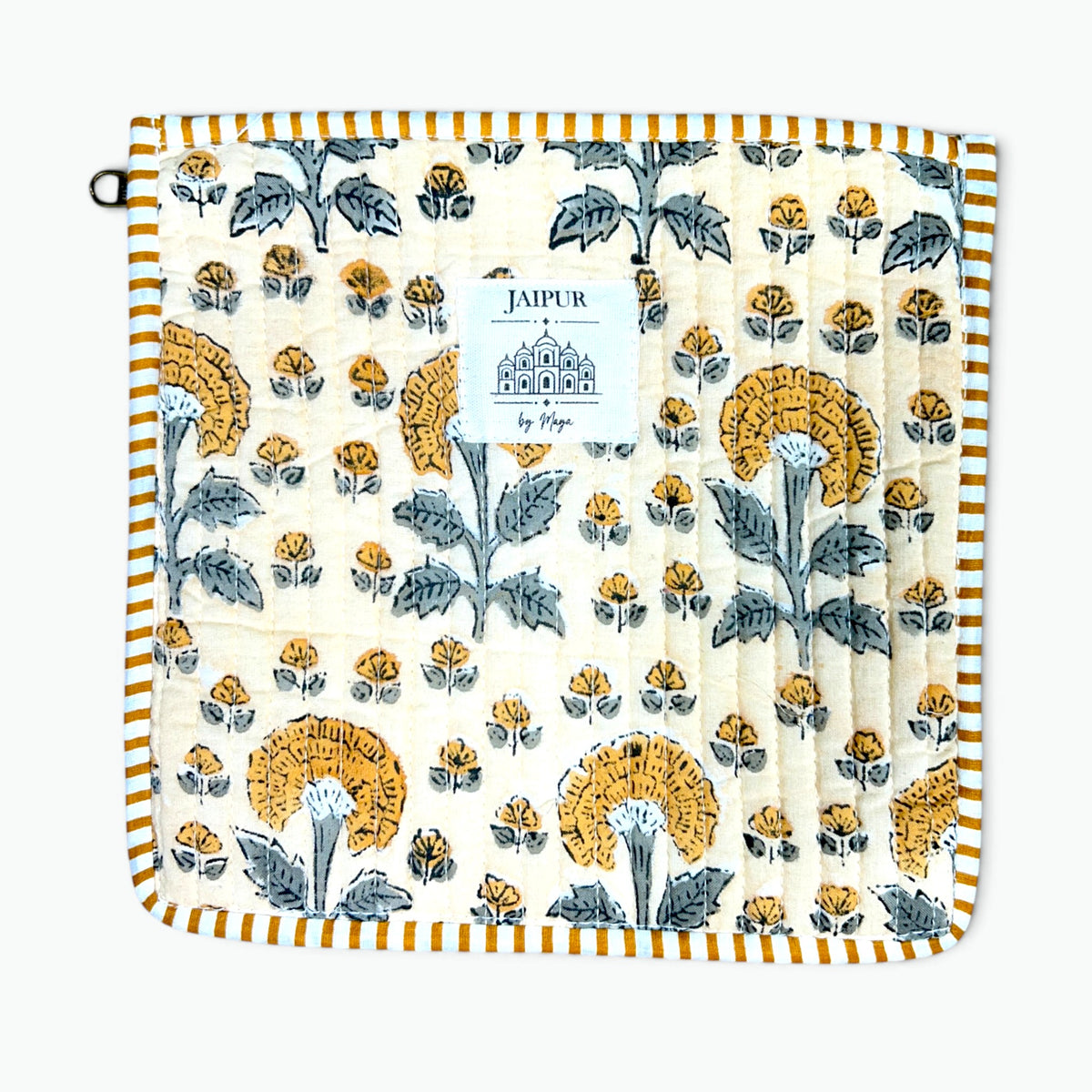 Artisan Hand Block Print Quilted Cotton Pouch | 20x20 cm