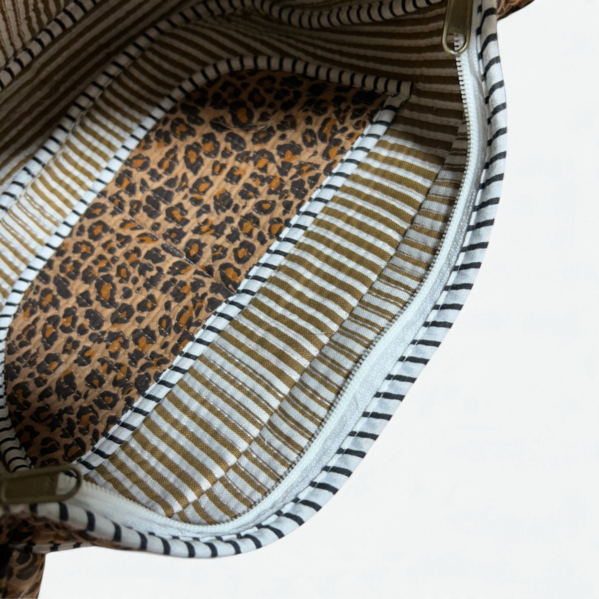 Leopard Print Frill Shoulder Bag | Quilted Cotton with Ruffle Trim