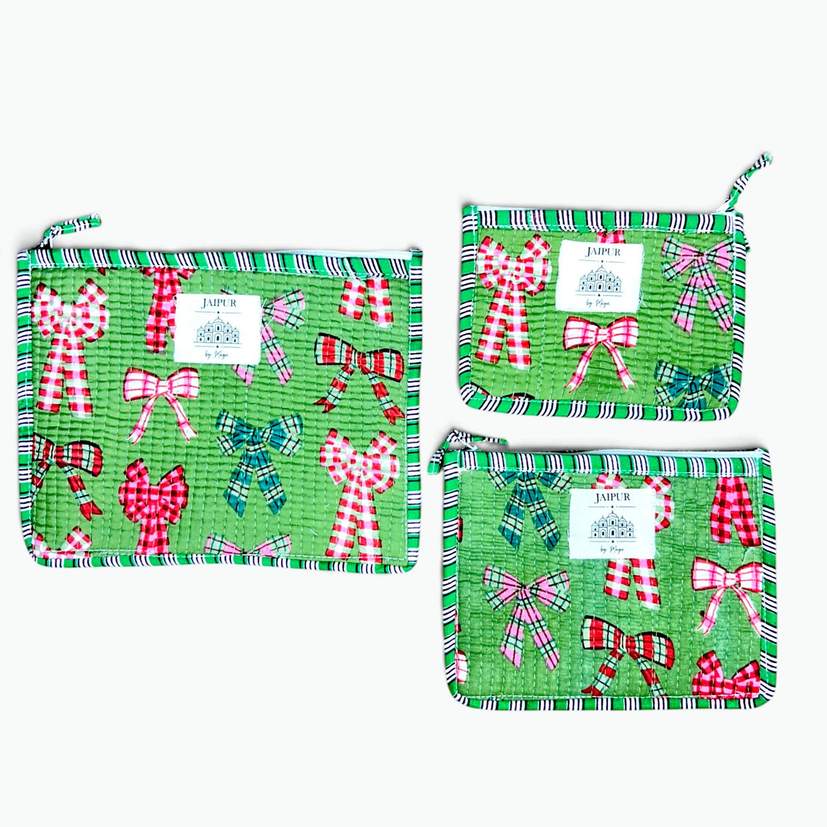 Tartan Bows print pouches