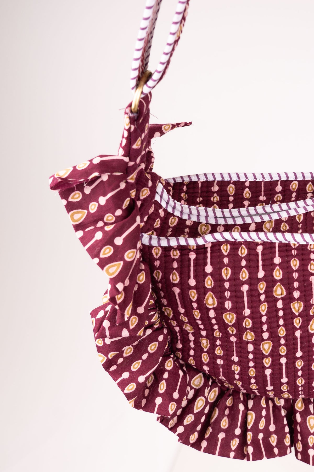 Jaipur by Maya Burgundy Ruffle Shoulder Bag