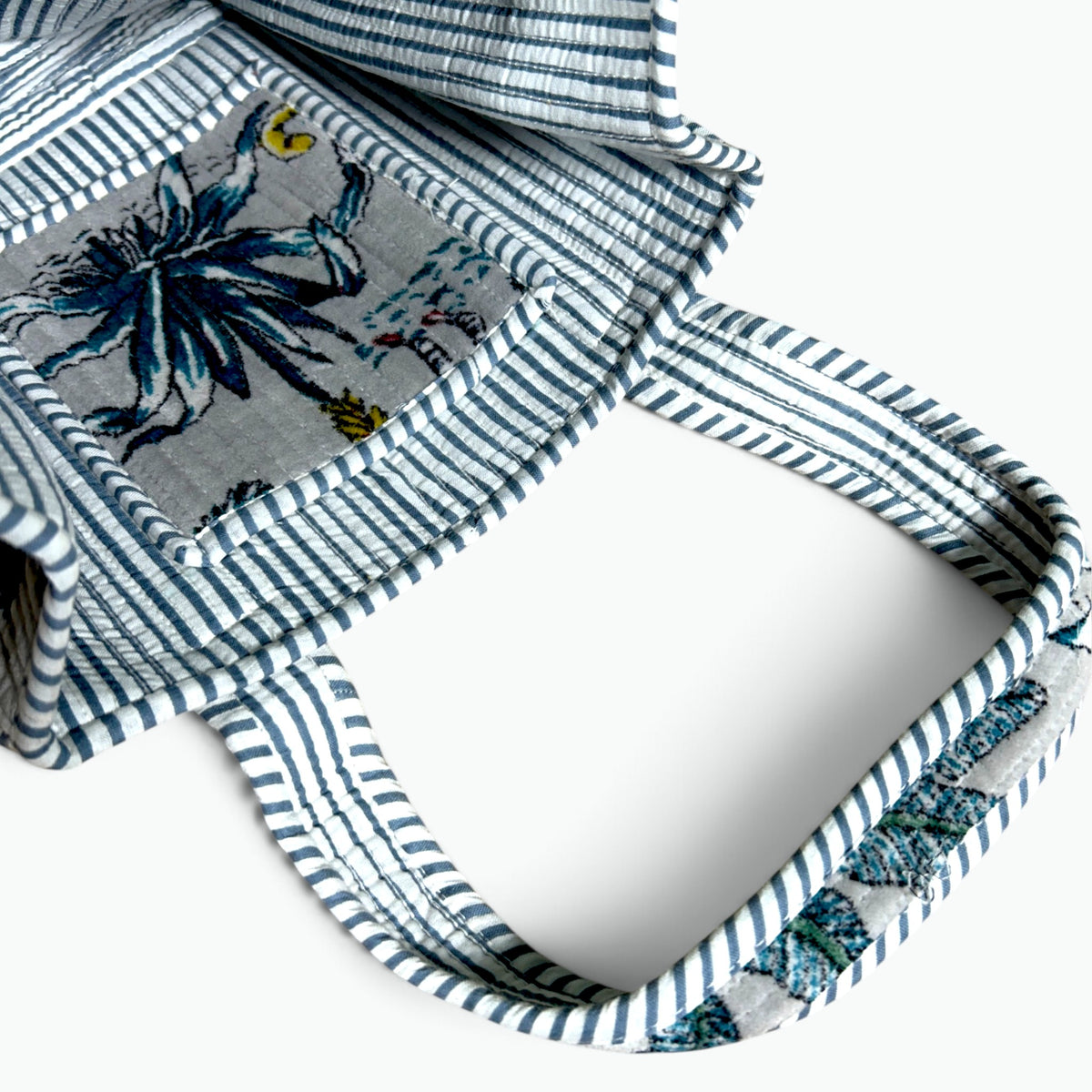 Grey Velvet Safari Reversible Tote Bag | Quilted Velvet Shoulder Tote with Zebra & Leopard Print