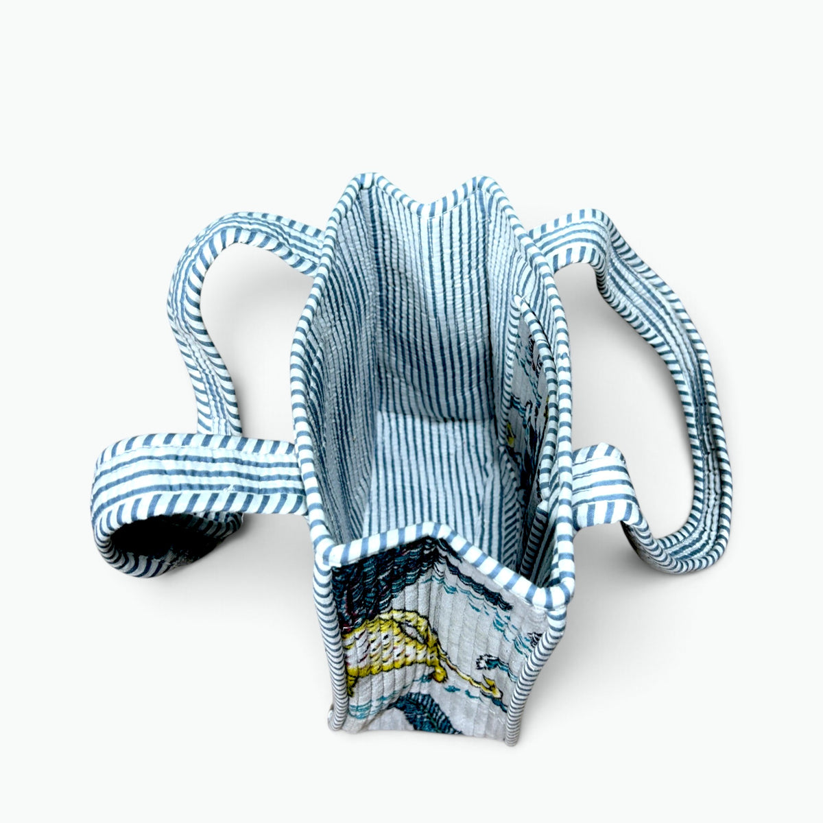 Grey Velvet Safari Reversible Tote Bag | Quilted Velvet Shoulder Tote with Zebra & Leopard Print