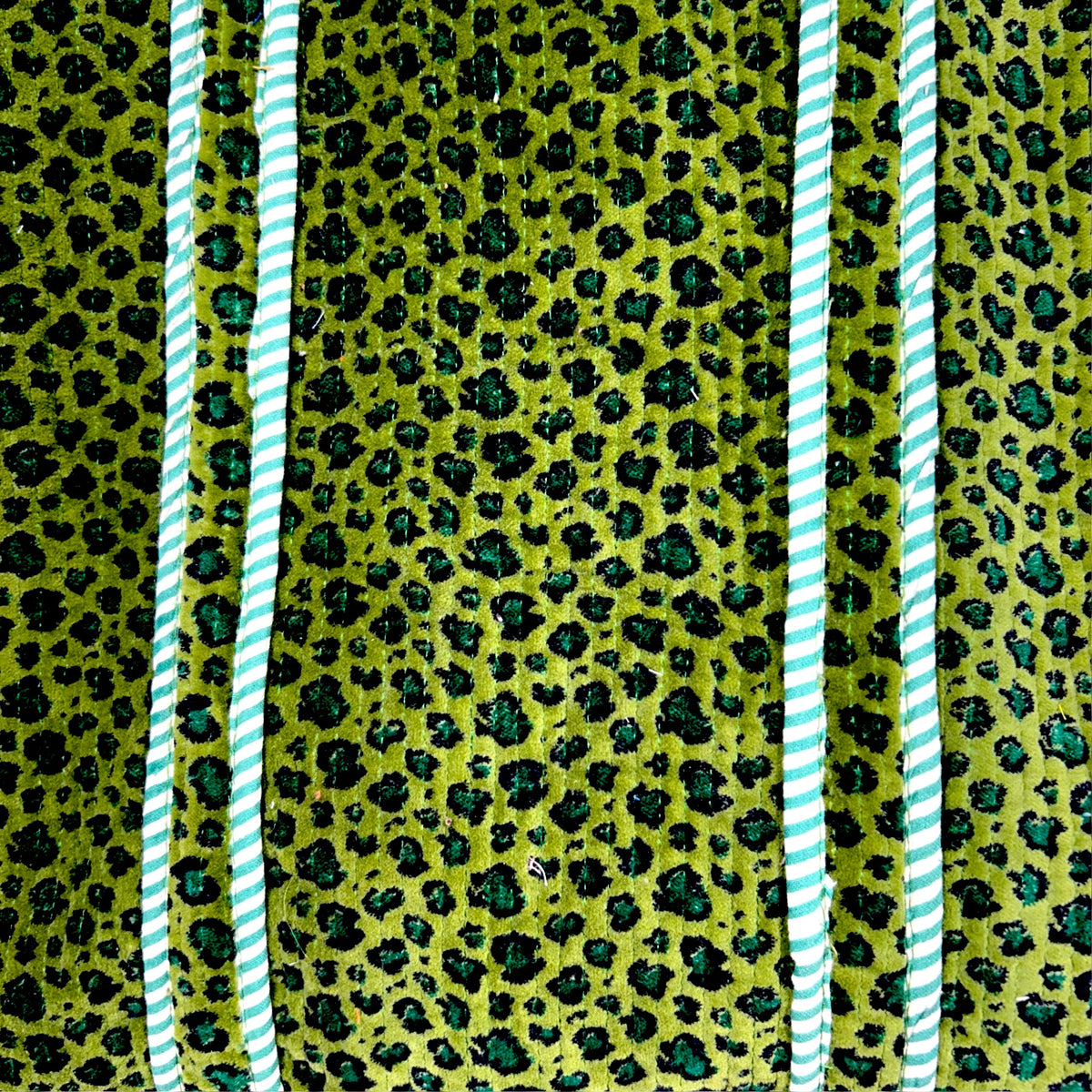 Large Green Velvet Reversible Leopard Print Tote Bag | Quilted Velvet Shoulder Tote with Inside Pocket