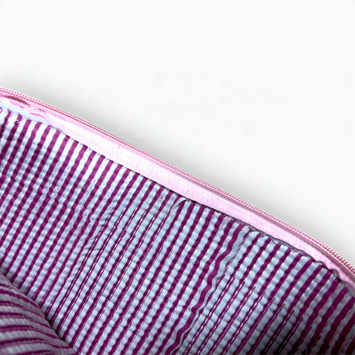 Pink Striped Heart Quilted iPad Sleeve | Cute Tablet Cover with Zip & Wrist Loop