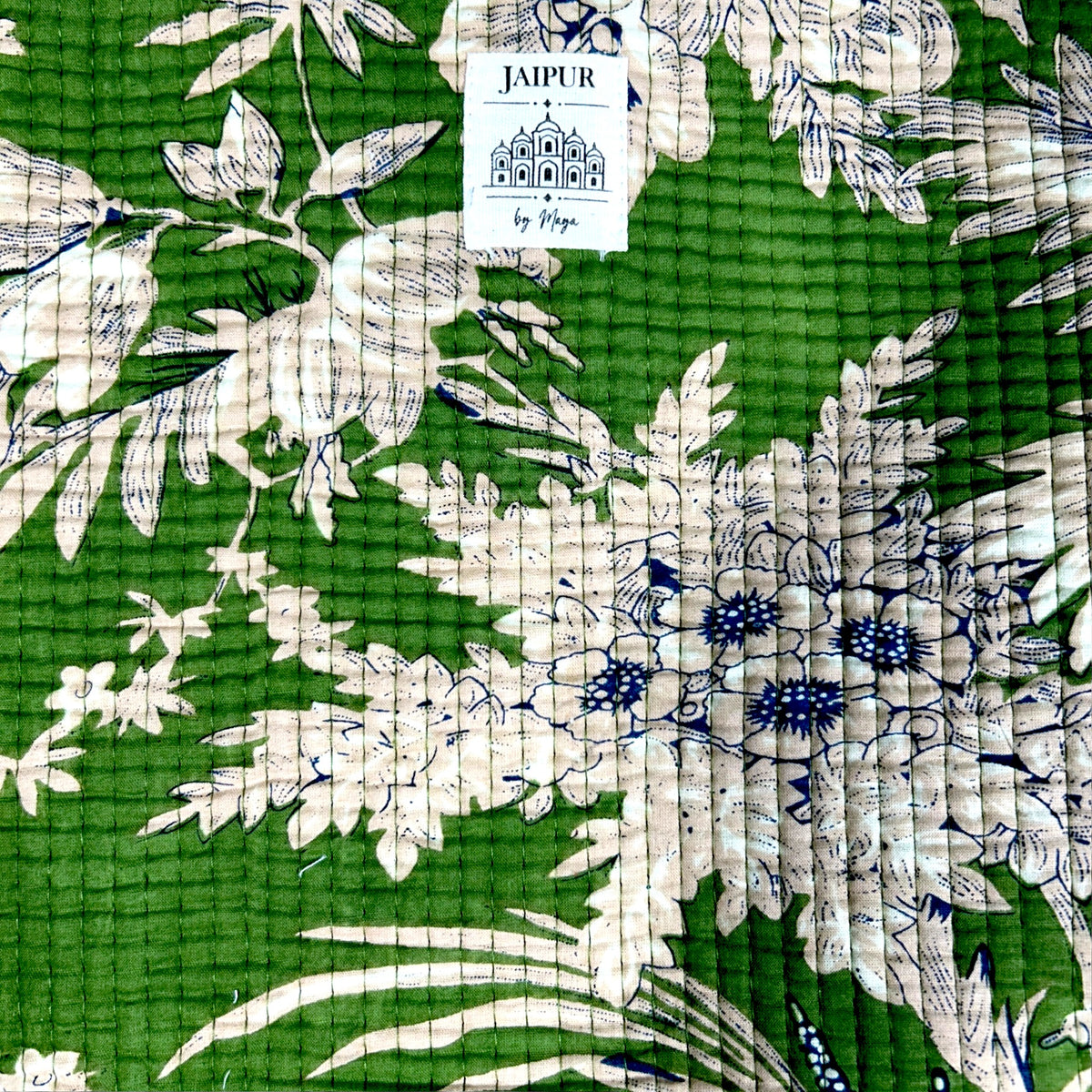Green Botanical Quilted iPad Sleeve | Floral Tablet Cover with Zip & Wrist Loop