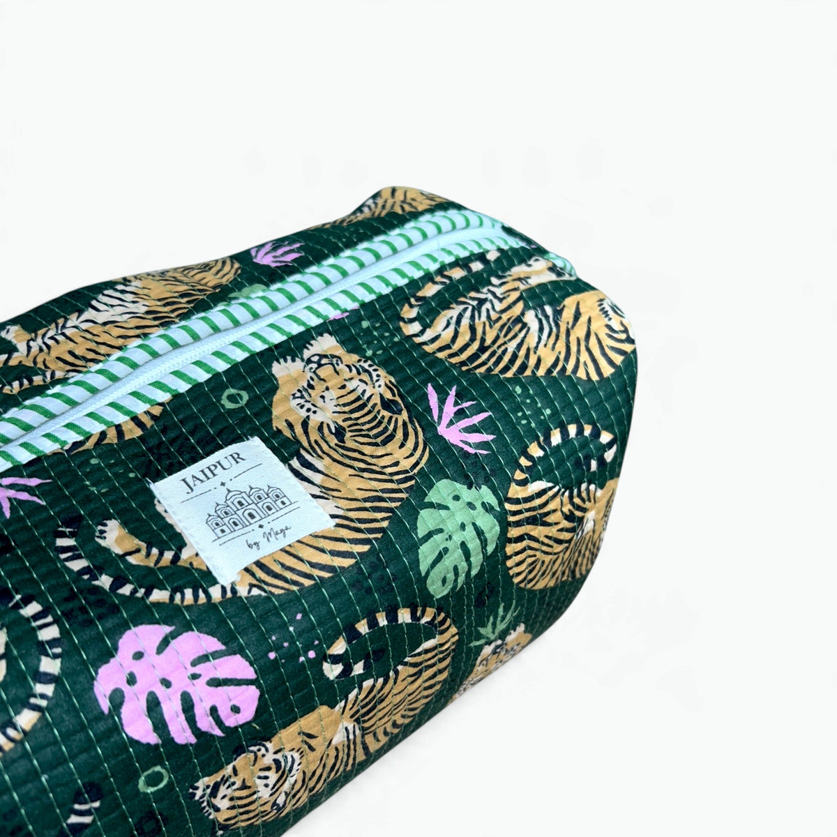Tiger Jungle Quilted Travel Storage Bag for Dyson Airwrap & Hair Styler Attachments | 6 Compartments, 100% Cotton