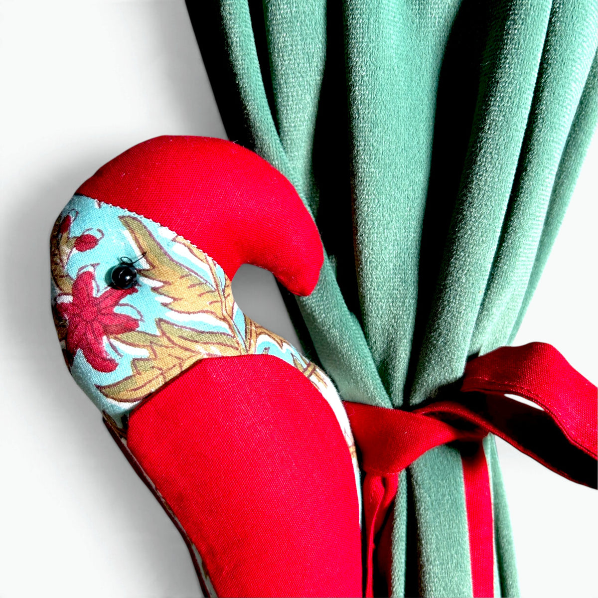 Parrot Curtain Tiebacks (Set of 2) | Handmade Fabric Curtain Holders
