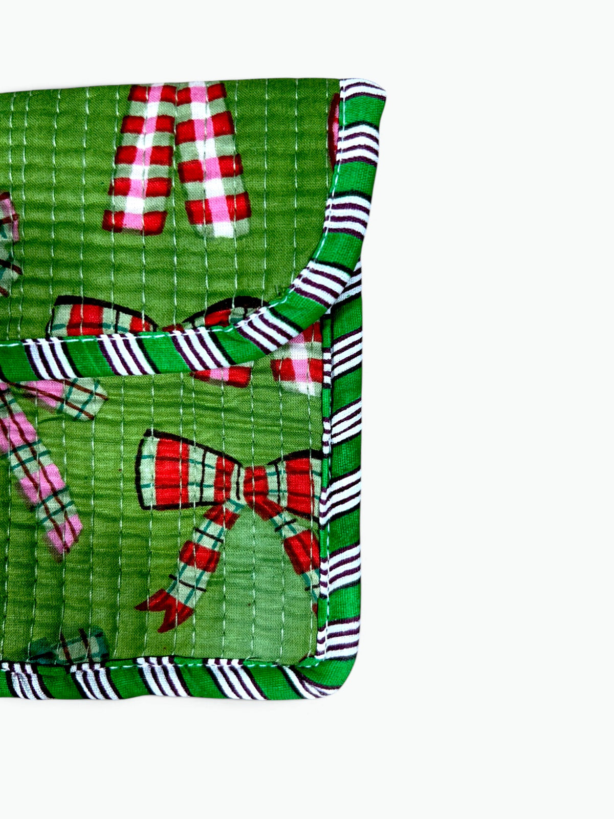 Tartan Bows Envelope Pouch | Quilted Cotton Clutch with Magnetic Snap