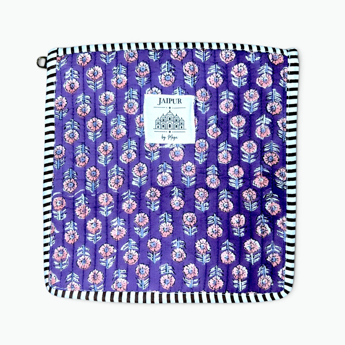 Artisan Hand Block Print Quilted Cotton Pouch | 20x20 cm