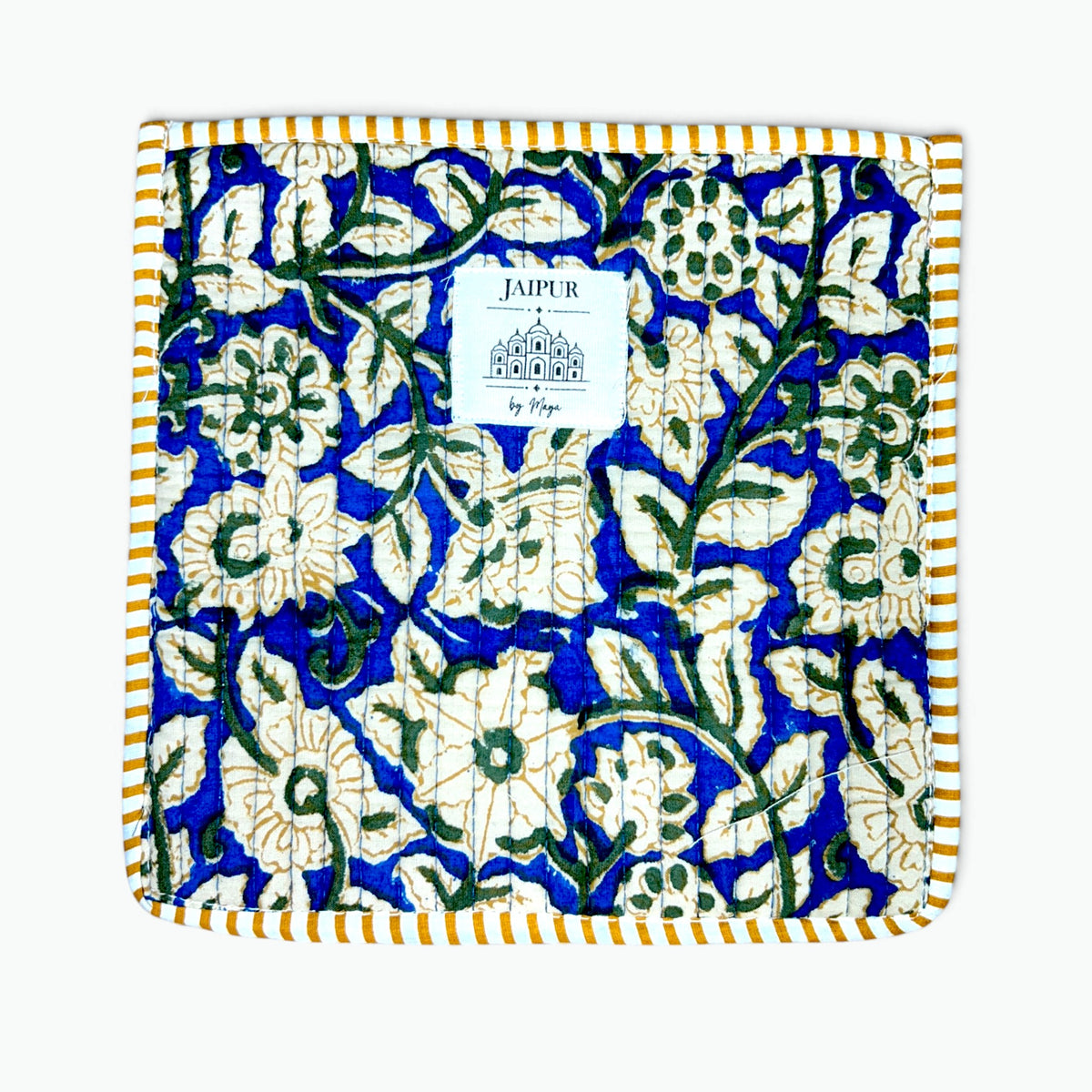 Artisan Hand Block Print Quilted Cotton Pouch | 20x20 cm