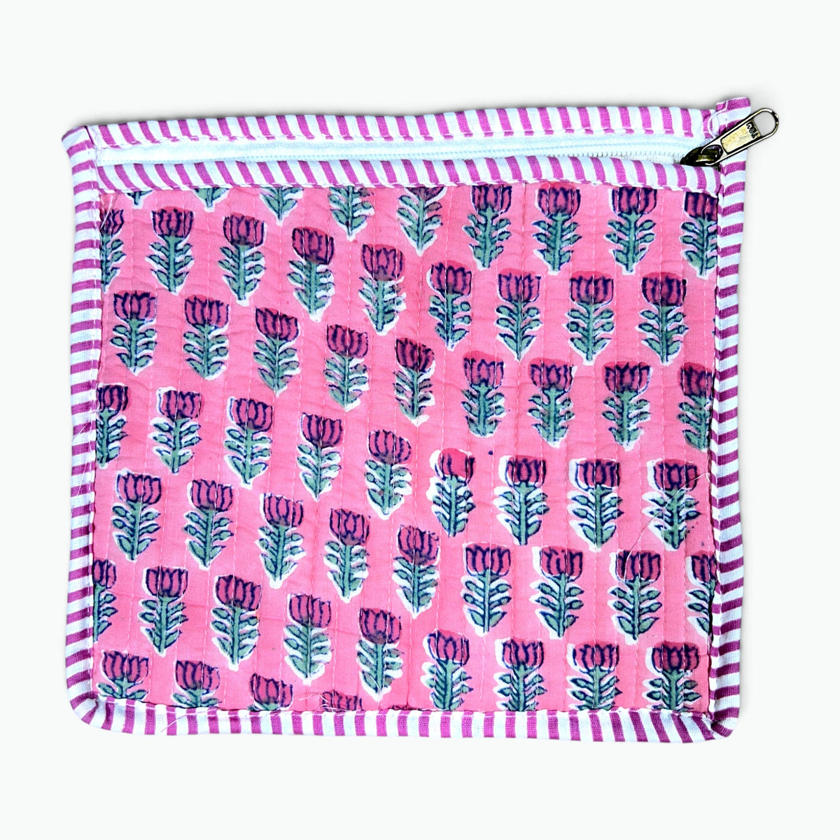 Artisan Hand Block Print Quilted Cotton Pouch | 20x20 cm