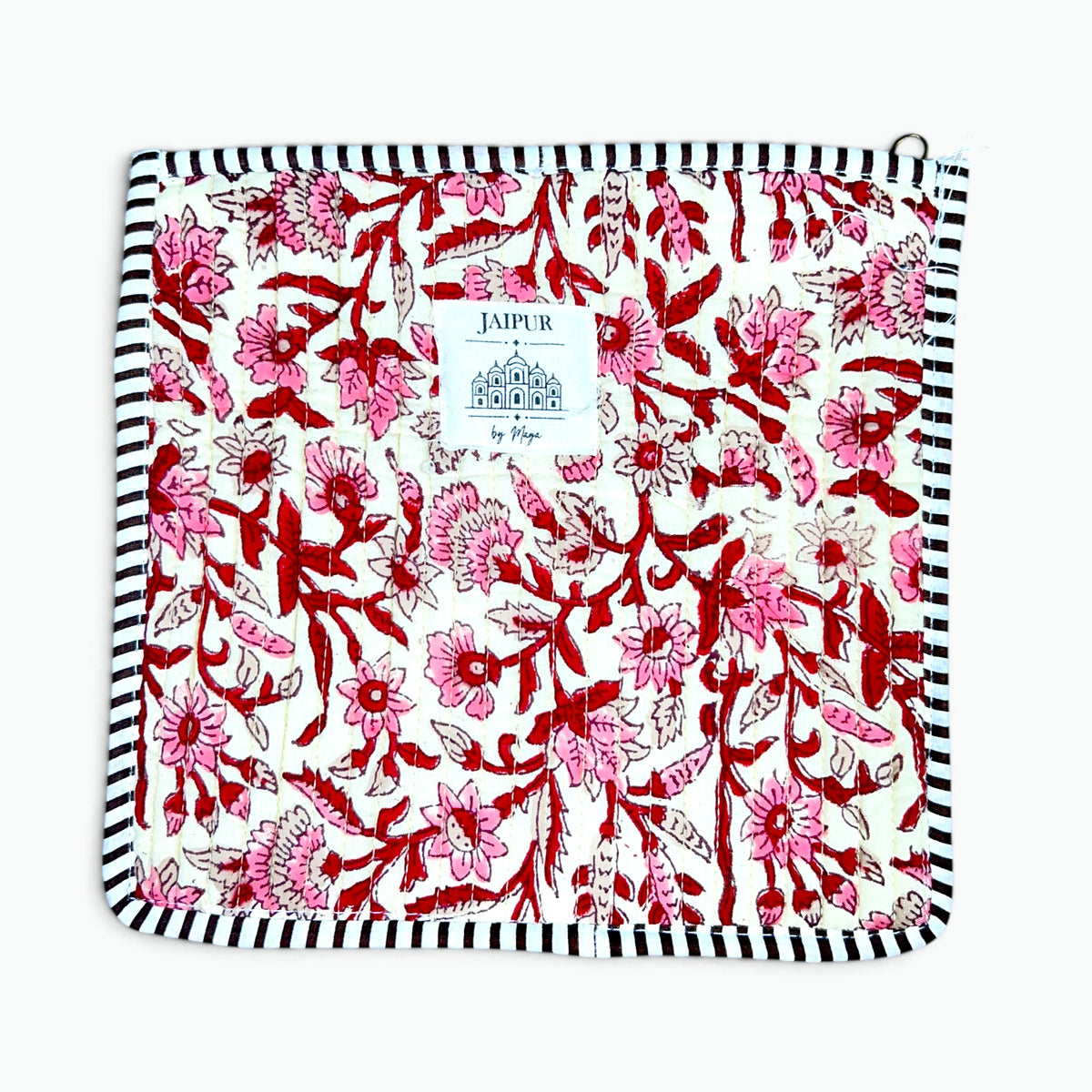 Artisan Hand Block Print Quilted Cotton Pouch | 20x20 cm