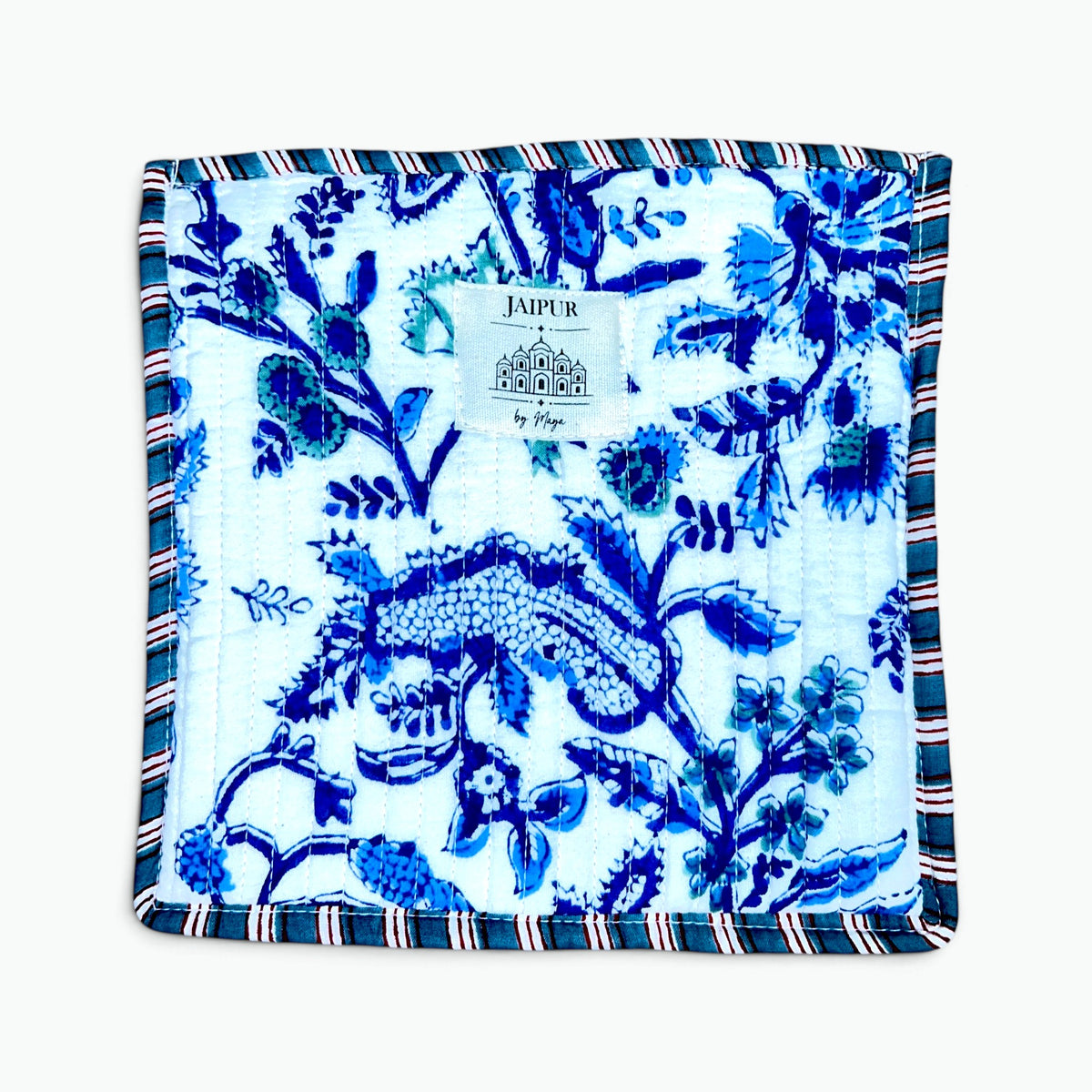 Artisan Hand Block Print Quilted Cotton Pouch | 20x20 cm