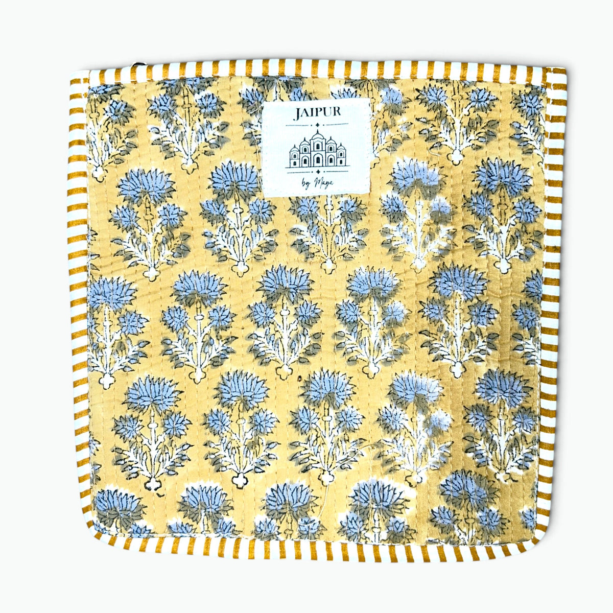 Artisan Hand Block Print Quilted Cotton Pouch | 20x20 cm