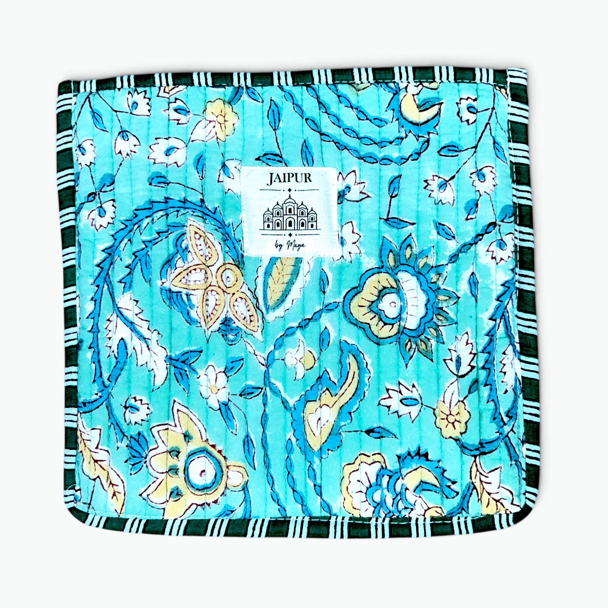 Artisan Hand Block Print Quilted Cotton Pouch | 20x20 cm