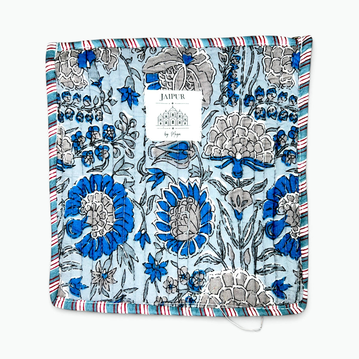 Artisan Hand Block Print Quilted Cotton Pouch | 20x20 cm