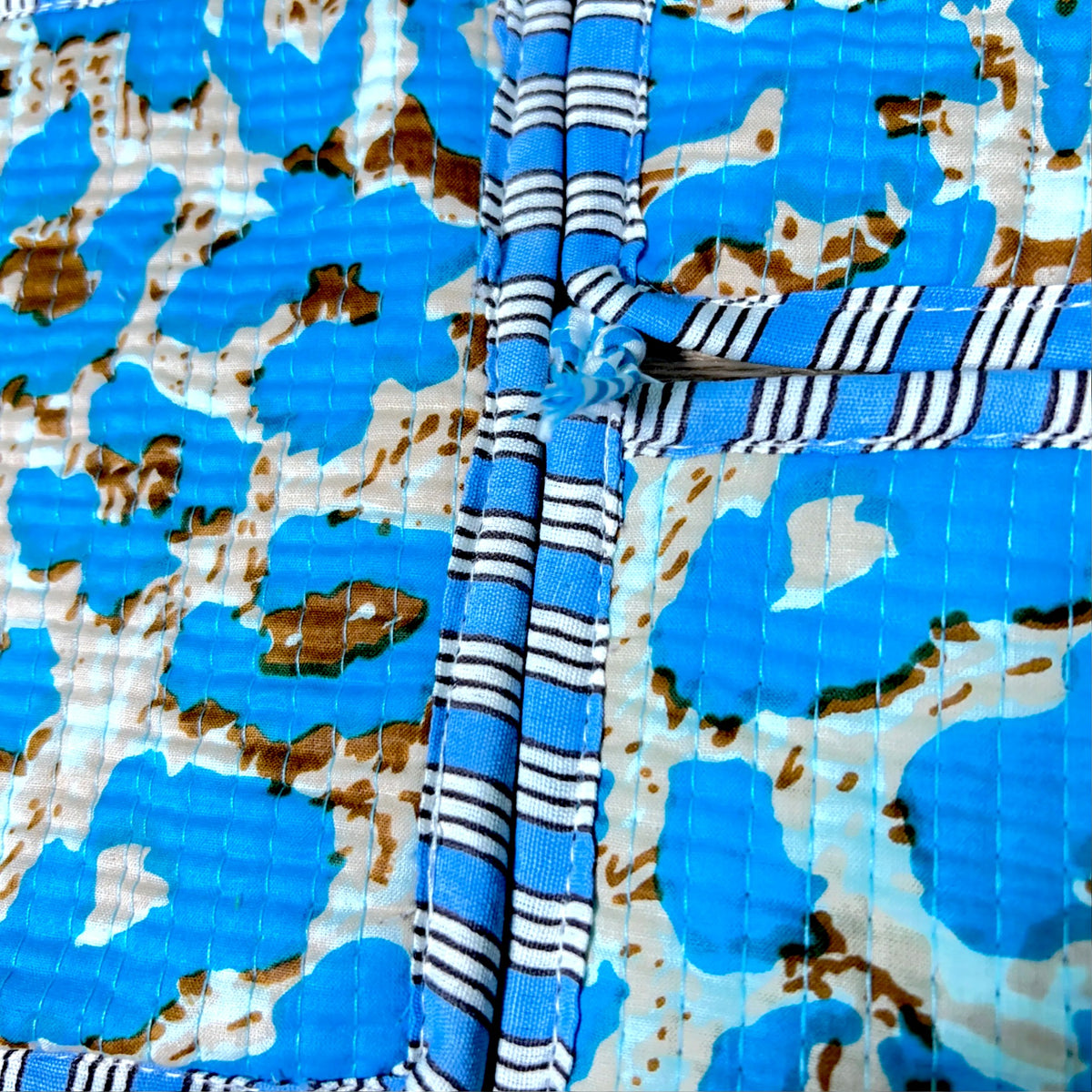 Blue Leopard Print Pouch Set of 3 | Quilted Cotton Zip Pouches