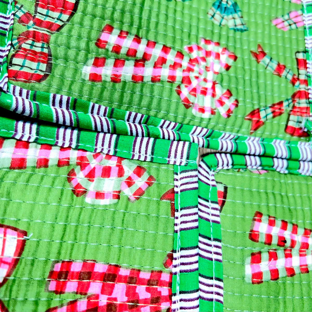 Tartan Bows Print Pouch Set of 3 | Quilted Cotton Zip Pouches